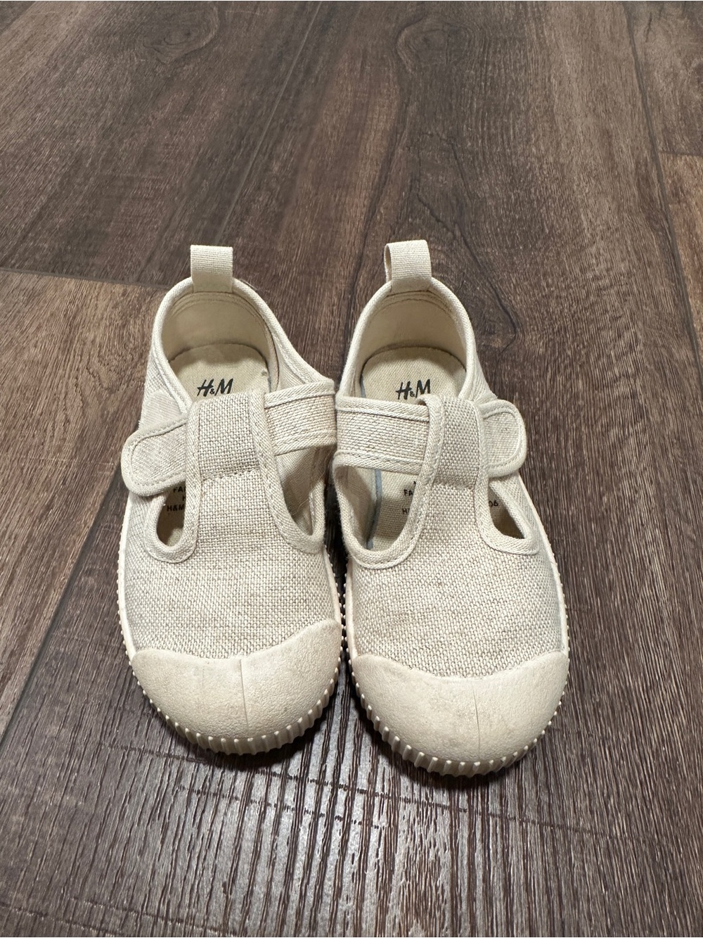 H&M Kids Cream Canvas T-Strap Sneakers